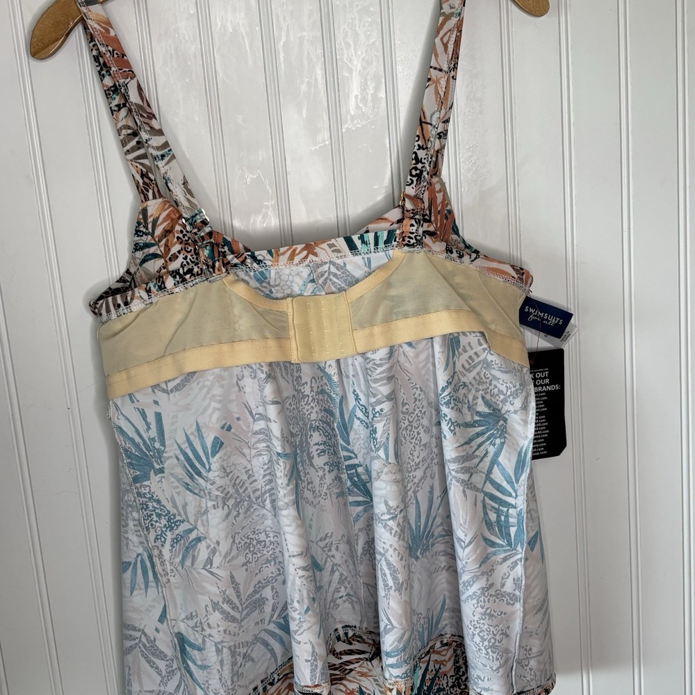 Swimsuits for All Bra Faux Flyaway Underwire Tankini Top 38C Animal Palm Print - Picture 10 of 14